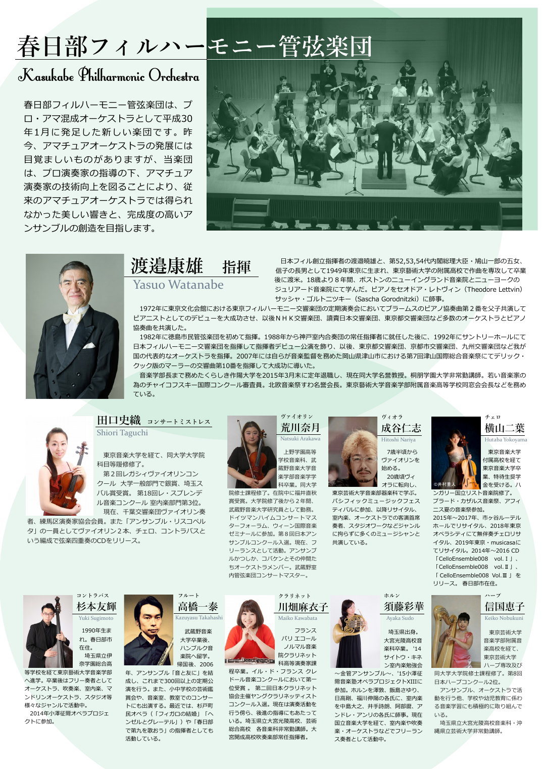 第2回定期演奏会の主要奏者プロフィール